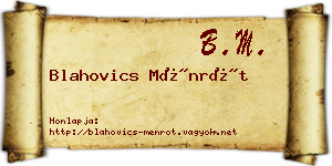 Blahovics Ménrót névjegykártya